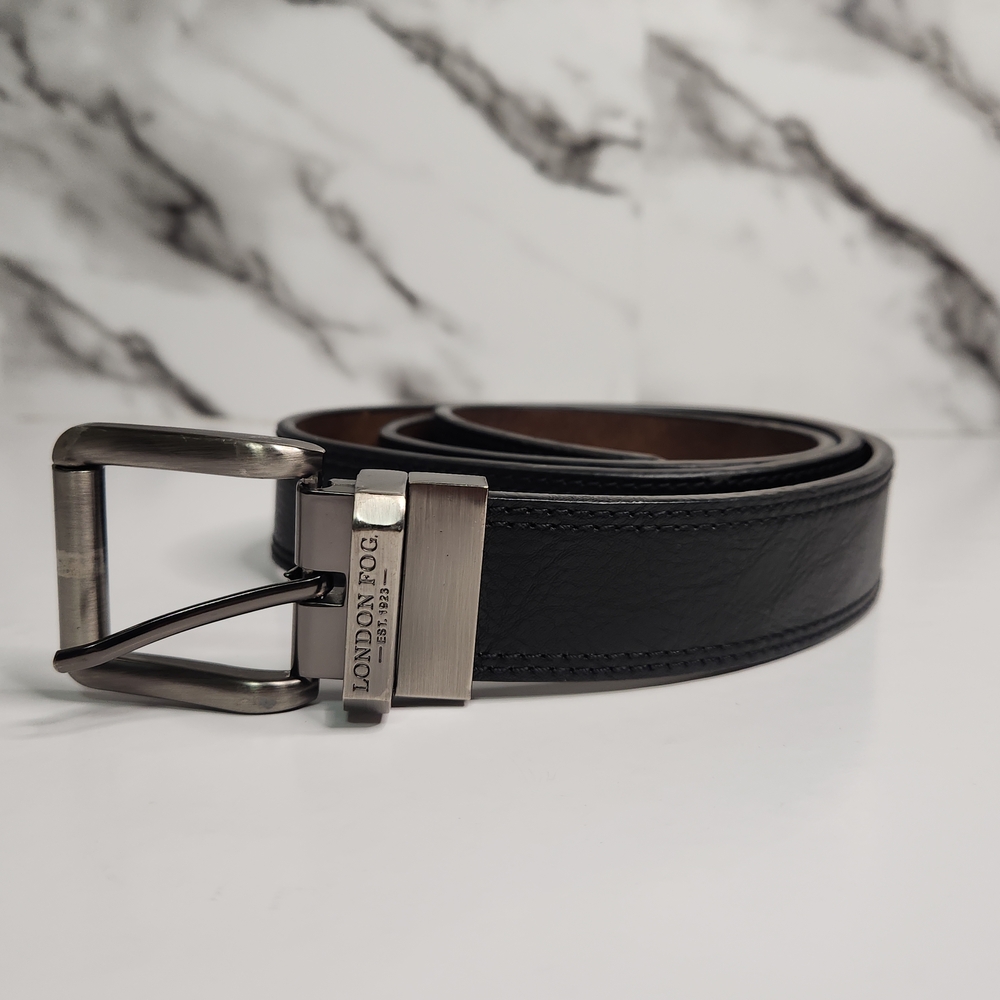 London Fog Leather Belt Reversible Black And Brown